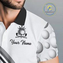 Load image into Gallery viewer, Golf Ball Gray Pattern Mens Golf Polo Shirts Custom Name Golf Ball Pattern, Golf Attire For Mens NBT561