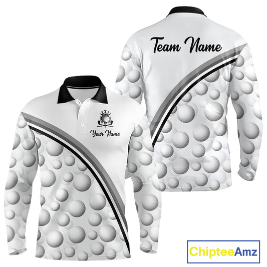 Golf Ball Gray Pattern Mens Golf Polo Shirts Custom Name Golf Ball Pattern, Golf Attire For Mens NBT561