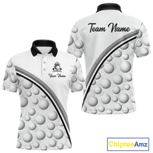 Load image into Gallery viewer, Golf Ball Gray Pattern Mens Golf Polo Shirts Custom Name Golf Ball Pattern, Golf Attire For Mens NBT561