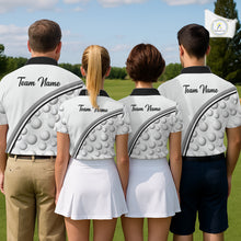 Load image into Gallery viewer, Golf Ball Gray Pattern Mens Golf Polo Shirts Custom Name Golf Ball Pattern, Golf Attire For Mens NBT561