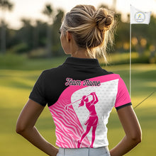Load image into Gallery viewer, Pink Zebra Pattern Womens Golf Polo Shirts Custom Name Gift For Golf Lovers NBT580