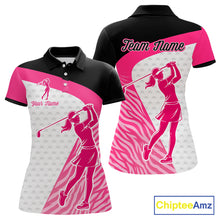 Load image into Gallery viewer, Pink Zebra Pattern Womens Golf Polo Shirts Custom Name Gift For Golf Lovers NBT580