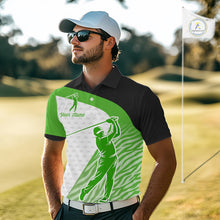Load image into Gallery viewer, Green Zebra Pattern Mens Golf Polo Shirts Custom Name Gift For Golf Lovers NBT581