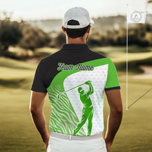 Load image into Gallery viewer, Green Zebra Pattern Mens Golf Polo Shirts Custom Name Gift For Golf Lovers NBT581