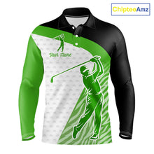 Load image into Gallery viewer, Green Zebra Pattern Mens Golf Polo Shirts Custom Name Gift For Golf Lovers NBT581