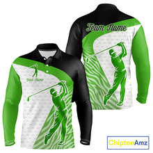 Load image into Gallery viewer, Green Zebra Pattern Mens Golf Polo Shirts Custom Name Gift For Golf Lovers NBT581