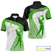 Load image into Gallery viewer, Green Zebra Pattern Mens Golf Polo Shirts Custom Name Gift For Golf Lovers NBT581