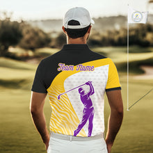 Load image into Gallery viewer, Yellow &amp; Purple  Zebra Pattern Mens Golf Polo Shirts Custom Name Gift For Golf Lovers NBT583