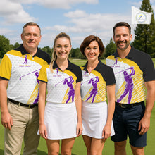 Load image into Gallery viewer, Yellow &amp; Purple  Zebra Pattern Mens Golf Polo Shirts Custom Name Gift For Golf Lovers NBT583
