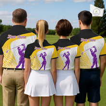 Load image into Gallery viewer, Yellow &amp; Purple  Zebra Pattern Mens Golf Polo Shirts Custom Name Gift For Golf Lovers NBT583