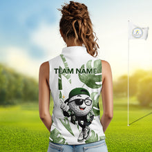 Load image into Gallery viewer, Funny Golf Ball Tropical Pattern Custom Womens Sleeveless Golf Polo Shirts, Golfing Gifts|Green NBT709