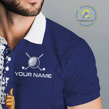 Load image into Gallery viewer, Close-up of colorful rooster and American Flag graphic on mens golf polo