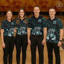 Load image into Gallery viewer, Turquoise Funny Raccoon Bowling Team Shirt Customized Bowling League Polo &amp; 1/4 Zip Gift For Men NBT895