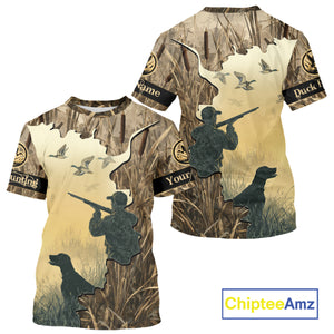 Mallard Duck Hunting Waterfowl Camouflage Shirts, Personalized Duck Hunting Gifts NBT112