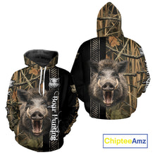 Load image into Gallery viewer, Personalized Wild Hog Hunting Camo Custom Name Best Gifts for Hunters, Boar Hunting Clothes NBT115