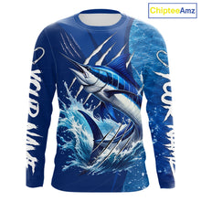 Load image into Gallery viewer, Marlin Fishing Custom Long Sleeve Performance Fishing Shirts, Marlin Saltwater Fishing Shirt NBT720