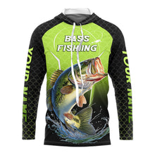 Load image into Gallery viewer, Custom Largemouth Bass Fishing Hood Fish Scale Custom Name Shirts For Men, Bass Fishing Shirts NBT369