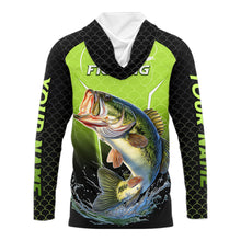 Load image into Gallery viewer, Custom Largemouth Bass Fishing Hood Fish Scale Custom Name Shirts For Men, Bass Fishing Shirts NBT369