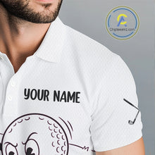 Load image into Gallery viewer, Pink Funny Golf Rescue Team Polo Shirt Custom Name, Golf Ball Cartoon Polo, White Golf Shirt NBT600