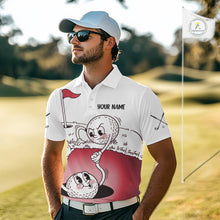 Load image into Gallery viewer, Red Funny Golf Rescue Team Polo Shirt Custom Name, Golf Ball Cartoon Polo, White Golf Shirt NBT601
