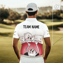 Load image into Gallery viewer, Red Funny Golf Rescue Team Polo Shirt Custom Name, Golf Ball Cartoon Polo, White Golf Shirt NBT601