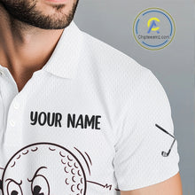 Load image into Gallery viewer, Red Funny Golf Rescue Team Polo Shirt Custom Name, Golf Ball Cartoon Polo, White Golf Shirt NBT601