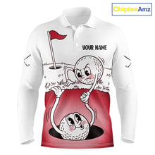 Load image into Gallery viewer, Red Funny Golf Rescue Team Polo Shirt Custom Name, Golf Ball Cartoon Polo, White Golf Shirt NBT601