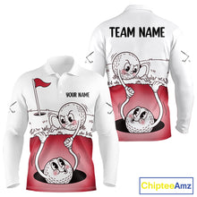 Load image into Gallery viewer, Red Funny Golf Rescue Team Polo Shirt Custom Name, Golf Ball Cartoon Polo, White Golf Shirt NBT601