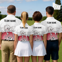Load image into Gallery viewer, Red Funny Golf Rescue Team Polo Shirt Custom Name, Golf Ball Cartoon Polo, White Golf Shirt NBT601