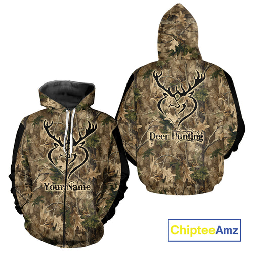 Deer Hunting Camouflage Customize Name 3D All Over Printed Shirts Hunting Outfits for Hunters NBT117