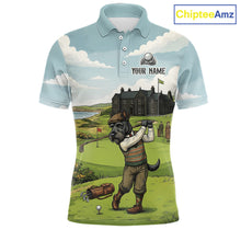 Load image into Gallery viewer, Scottish Terrier Mens Polo Golf Shirts, Vintage Dog Shirt, Dad Golf Gift NBT609