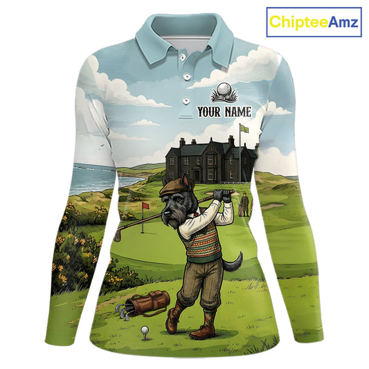 Scottish Terrier Womens Polo Golf Shirts, Vintage Dog Shirt, Mom Golf Gift NBT609