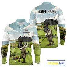 Load image into Gallery viewer, Scottish Terrier Mens Polo Golf Shirts, Vintage Dog Shirt, Dad Golf Gift NBT609