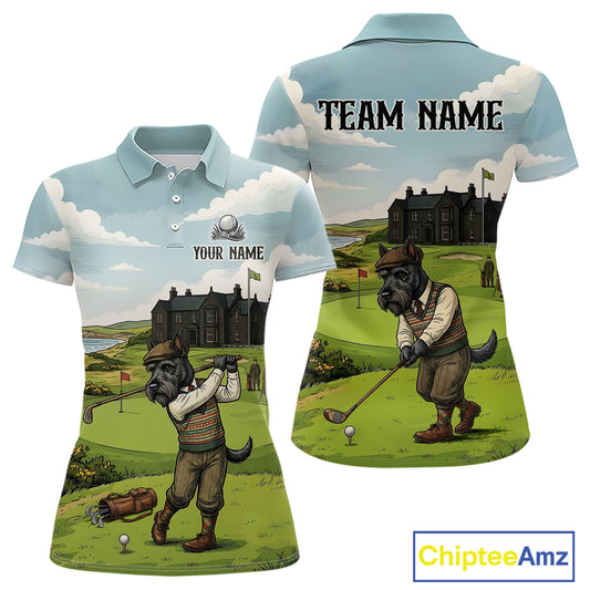 Scottish Terrier Womens Polo Golf Shirts, Vintage Dog Shirt, Mom Golf Gift NBT609