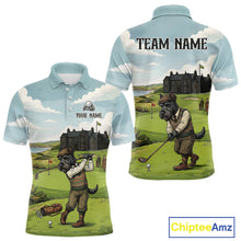 Load image into Gallery viewer, Scottish Terrier Mens Polo Golf Shirts, Vintage Dog Shirt, Dad Golf Gift NBT609