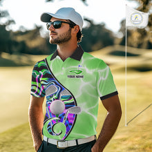 Load image into Gallery viewer, Mens Golf Polo Shirt Holographic Marble Golf Pattern For Team, Golf Attire For Men|Green NBT725