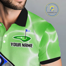Load image into Gallery viewer, Mens Golf Polo Shirt Holographic Marble Golf Pattern For Team, Golf Attire For Men|Green NBT725