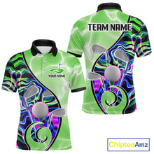 Load image into Gallery viewer, Mens Golf Polo Shirt Holographic Marble Golf Pattern For Team, Golf Attire For Men|Green NBT725
