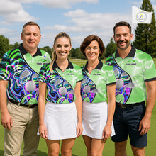 Load image into Gallery viewer, Mens Golf Polo Shirt Holographic Marble Golf Pattern For Team, Golf Attire For Men|Green NBT725