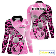 Load image into Gallery viewer, Womens Golf Polo Shirt Holographic Marble Golf Pattern For Team, Golf Attire For Women|Pink NBT726