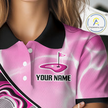 Load image into Gallery viewer, Womens Golf Polo Shirt Holographic Marble Golf Pattern For Team, Golf Attire For Women|Pink NBT726
