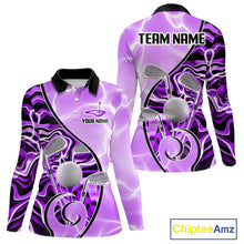 Load image into Gallery viewer, Womens Golf Polo Shirt Holographic Marble Golf Pattern For Team, Golf Attire For Women|Purple NBT727