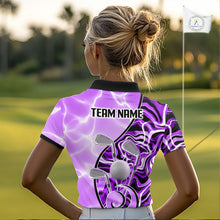 Load image into Gallery viewer, Womens Golf Polo Shirt Holographic Marble Golf Pattern For Team, Golf Attire For Women|Purple NBT727