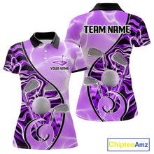 Load image into Gallery viewer, Womens Golf Polo Shirt Holographic Marble Golf Pattern For Team, Golf Attire For Women|Purple NBT727
