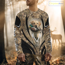 Load image into Gallery viewer, Mallard Duck Hunting Yellow Labrador Retriever Camo 3D Custom Name Shirts, Hunting Gifts NBT220