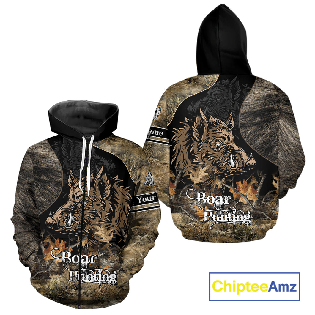 Wild Boar Hunting Camouflage Personalized Shirts for Boar Hunter, Hunting Gifts NBT127