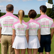 Load image into Gallery viewer, Funny Golf I Hate Golf Nice Shot I Love Golf Pink Argyle Pattern Men Golf Polo Shirt Golf Gifts NBT736