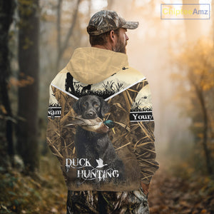 Duck Hunting Camo Shirt with Black Labrador Retriever for Duck Hunter - Best Duck Hunting Gifts NBT136