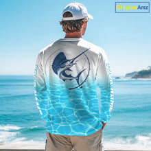 Load image into Gallery viewer, Custom Marlin Fishing Long Sleeve Performance Fishing Shirts, Marlin Saltwater Fishing Shirt NBT620