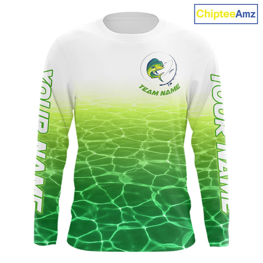 Custom Mahi Mahi Fishing Long Sleeve Performance Fishing Shirts, Mahi Mahi Saltwater Fishing Shirt NBT621